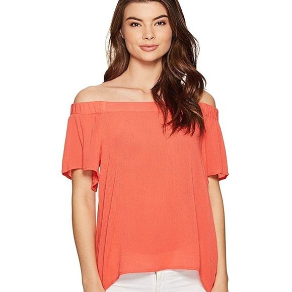 1. State Off The Shoulder Poppy Petal Blouse - Picture 1 of 7